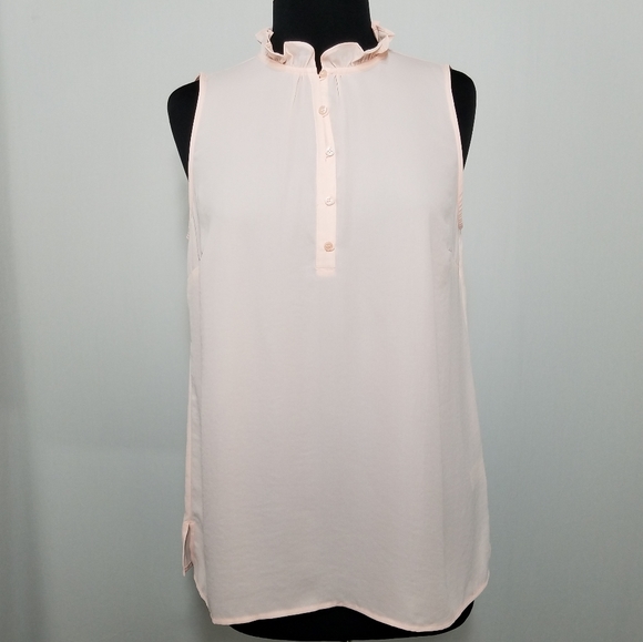 ✔ Talbots Ruffle Collar Partial Button Tank Blouse - Picture 7 of 7